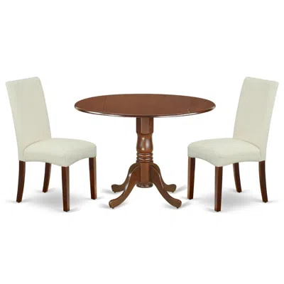 East West Furniture Dining Room Set Mahogany, Dldr3-mah-01 In Burgundy
