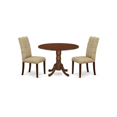 East West Furniture Dining Room Set Mahogany, Dlel3-mah-16