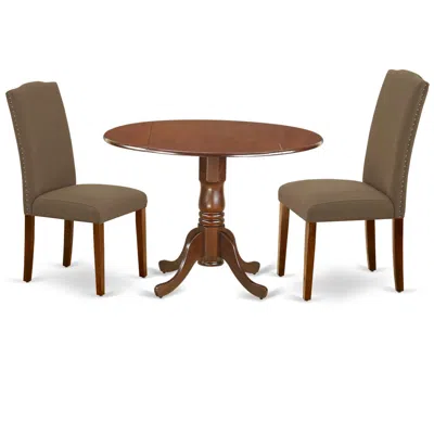 East West Furniture Dining Room Set Mahogany, Dlen3-mah-18