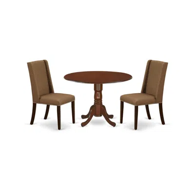 East West Furniture Dining Room Set Mahogany, Dlfl3-mah-18