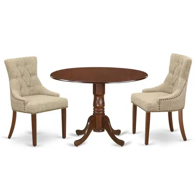 East West Furniture Dining Room Set Mahogany, Dlfr3-mah-05 In Black