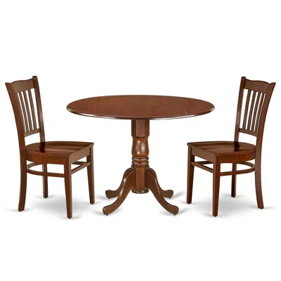 East West Furniture Dining Room Set Mahogany, Dlgr3-mah-w