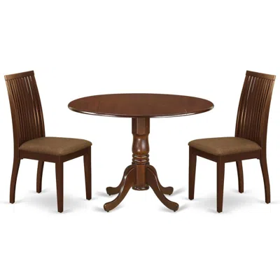 East West Furniture Dining Room Set Mahogany, Dlip3-mah-c In Brown