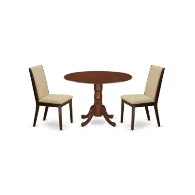 East West Furniture Dining Room Set Mahogany, Dlla3-mah-04