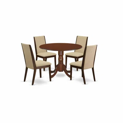 East West Furniture Dining Room Set Mahogany, Dlla5-mah-04