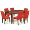 East West Furniture Dining Room Set Mahogany, Duab7-mah-72 In Red