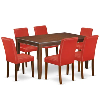 East West Furniture Dining Room Set Mahogany, Duab7-mah-72 In Red