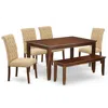 East West Furniture Dining Room Set Mahogany, Dubr6-mah-04