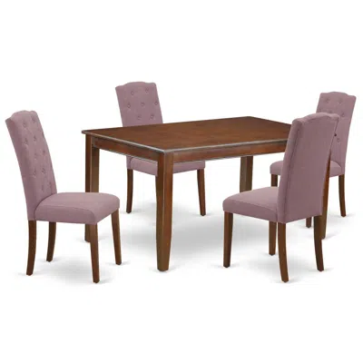 East West Furniture Dining Room Set Mahogany, Duce5-mah-10