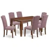East West Furniture Dining Room Set Mahogany, Duce7-mah-10 In Purple