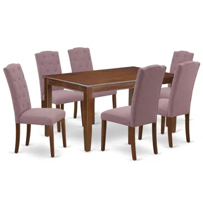 East West Furniture Dining Room Set Mahogany, Duce7-mah-10 In Purple