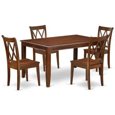 East West Furniture Dining Room Set Mahogany, Ducl5-mah-w In Brown
