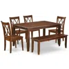 East West Furniture Dining Room Set Mahogany, Ducl6-mah-w In Brown