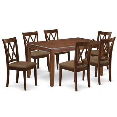 East West Furniture Dining Room Set Mahogany, Ducl7-mah-c In Brown