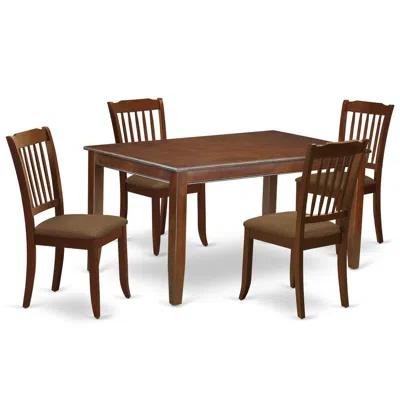 East West Furniture Dining Room Set Mahogany, Duda5-mah-c In Brown