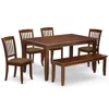 East West Furniture Dining Room Set Mahogany, Duda6-mah-c In Brown