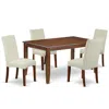 East West Furniture Dining Room Set Mahogany, Dudr5-mah-01 In White
