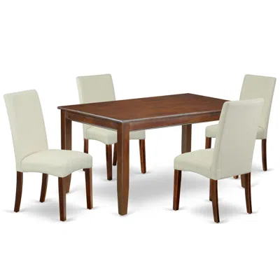 East West Furniture Dining Room Set Mahogany, Dudr5-mah-01 In White