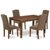 East West Furniture Dining Room Set Mahogany, Duen5-mah-18 In Brown