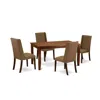 East West Furniture Dining Room Set Mahogany, Dufl5-mah-18 In Brown