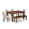 East West Furniture Dining Room Set Mahogany, Dufr6-mah-05 In White