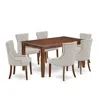 East West Furniture Dining Room Set Mahogany, Dufr7-mah-05 In Gray