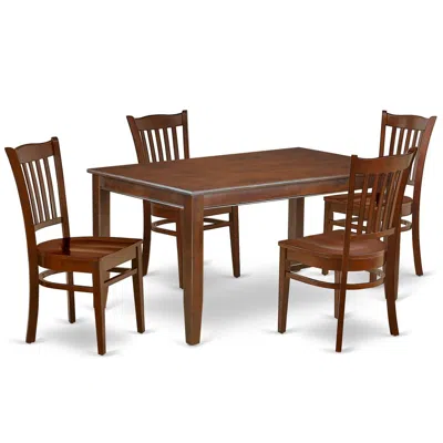 East West Furniture Dining Room Set Mahogany, Dugr5-mah-w In Brown