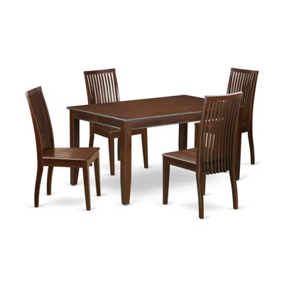 East West Furniture Dining Room Set Mahogany, Duip5-mah-w In Brown