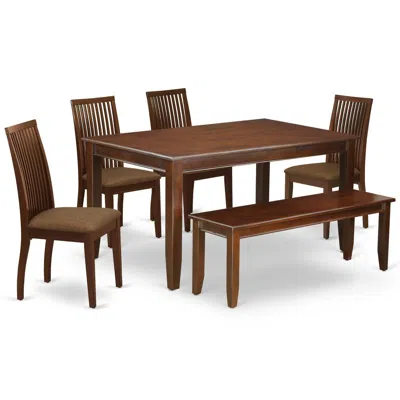 East West Furniture Dining Room Set Mahogany, Duip6-mah-c In Brown