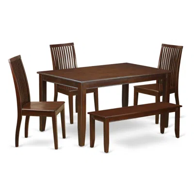 East West Furniture Dining Room Set Mahogany, Duip6-mah-w In Brown