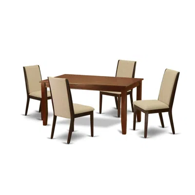 East West Furniture Dining Room Set Mahogany, Dula5-mah-04 In Neutral