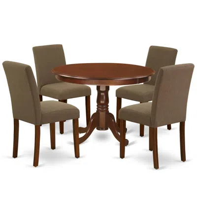 East West Furniture Dining Room Set Mahogany, Hlab5-mah-18 In Brown