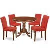 East West Furniture Dining Room Set Mahogany, Hlab5-mah-72 In Red