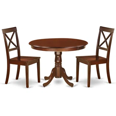 East West Furniture Dining Room Set Mahogany, Hlbo3-mah-w In Brown