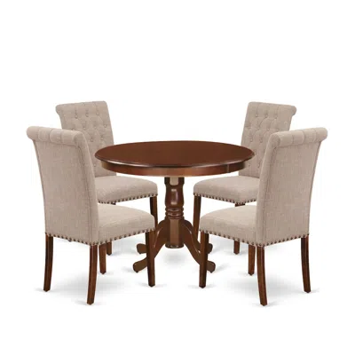 East West Furniture Dining Room Set Mahogany, Hlbr5-mah-04