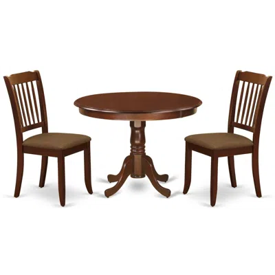 East West Furniture Dining Room Set Mahogany, Hlda3-mah-c In Brown