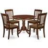 East West Furniture Dining Room Set Mahogany, Hlda5-mah-c In Brown