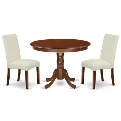 East West Furniture Dining Room Set Mahogany, Hldr3-mah-01 In White