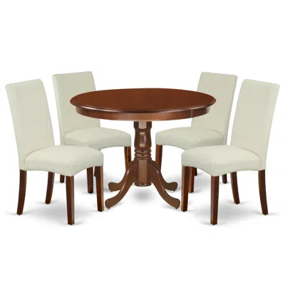 East West Furniture Dining Room Set Mahogany, Hldr5-mah-01 In Brown