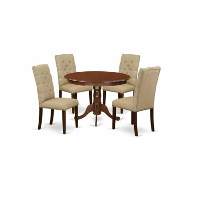 East West Furniture Dining Room Set Mahogany, Hlel5-mah-16 In Neutral