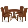 East West Furniture Dining Room Set Mahogany, Hlen5-mah-66 In Brown