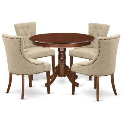 East West Furniture Dining Room Set Mahogany, Hlfr5-mah-05 In Neutral