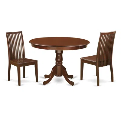East West Furniture Dining Room Set Mahogany, Hlip3-mah-w In Brown