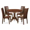 East West Furniture Dining Room Set Mahogany, Hlip5-mah-w In Brown