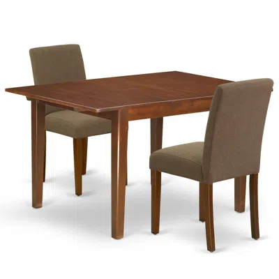 East West Furniture Dining Room Set Mahogany, Mlab3-mah-18 In Blue