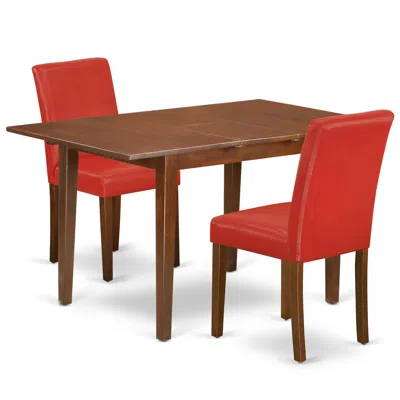 East West Furniture Dining Room Set Mahogany, Mlab3-mah-72 In Red