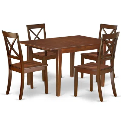 East West Furniture Dining Room Set Mahogany, Mlbo5-mah-w