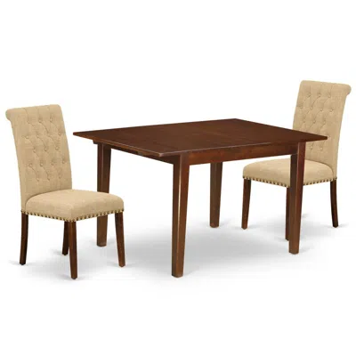 East West Furniture Dining Room Set Mahogany, Mlbr3-mah-04