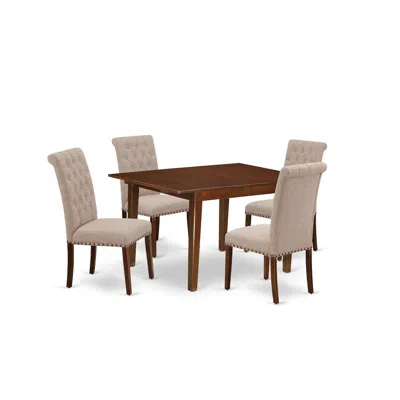East West Furniture Dining Room Set Mahogany, Mlbr5-mah-04
