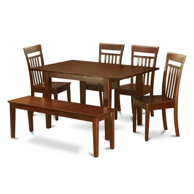 East West Furniture Dining Room Set Mahogany, Mlca6-mah-w In Brown
